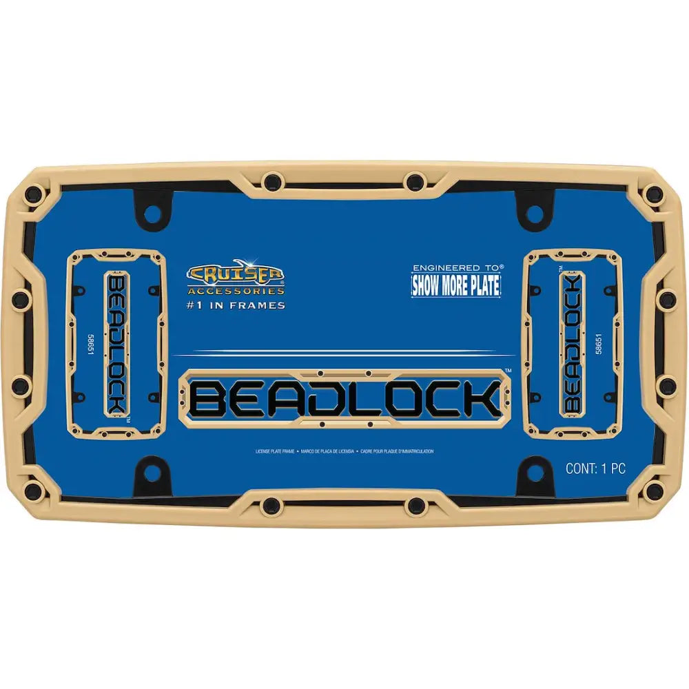 Cruiser Limited Lifetime Warranty License Plate Frame 58651 - Tan Beadlock
