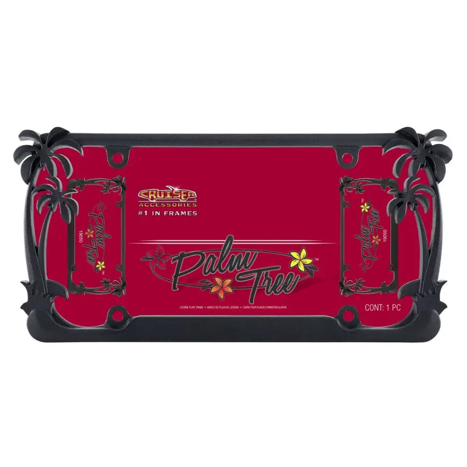 Cruiser Made Of Durable Metal License Plate Frame 19050 - Black Palm Tree