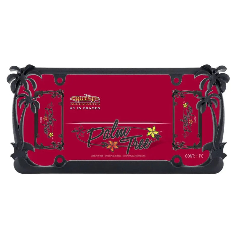 Cruiser Made Of Durable Metal License Plate Frame 19050 - Black Palm Tree