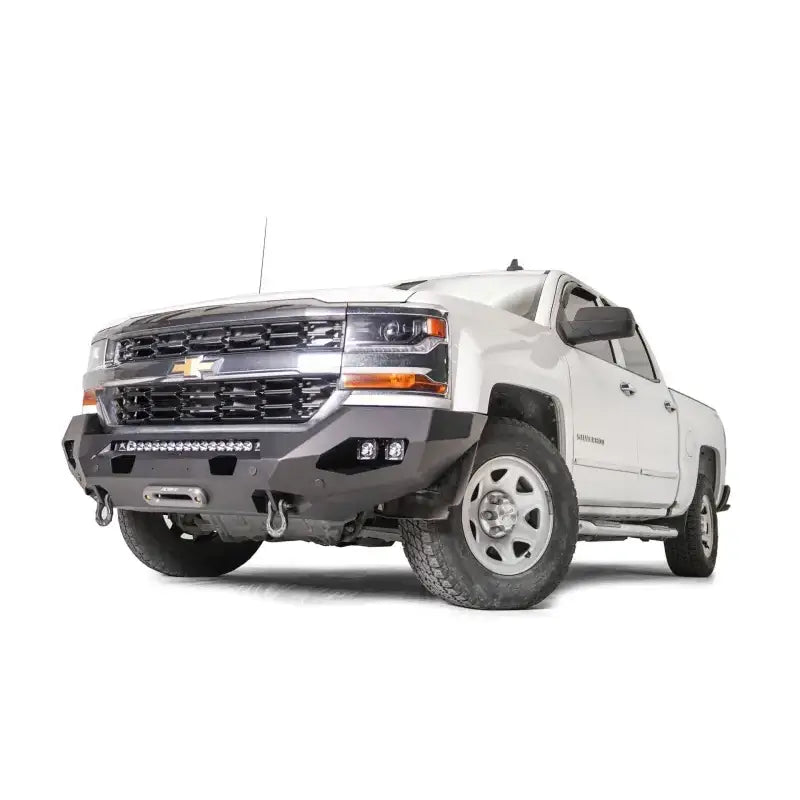 White pickup truck with aftermarket bumper CS16-X4851-1 Fab Fours Matrix Fro