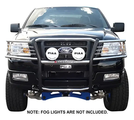 Front view of a 2019 Chevy 1500 equipped with the CS19-D4052-1 Fab Fours Vengeance Pre-runner bumper, providing enhanced frontal protection and a rugged, aggressive appearance. Note: Fog lights are not included.