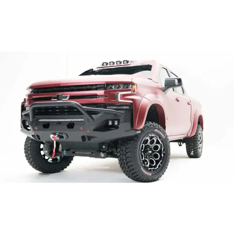 Fab Fours CS19-X4052-1 Matrix Front Bumper with Pre-Runner Guard on 2019 Chevy 1500 for enhanced protection and stylish design.