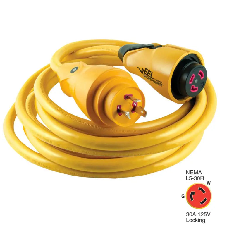 CS30-50 Marinco Eel Cordset 30A 125V 50’ Yellow - Power Cord
