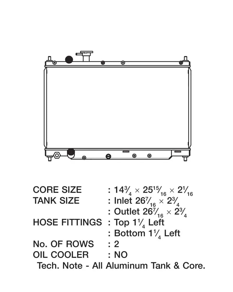 Radiator specifications for the Honda S2000 radiator CSF 00-10 in a Honda S2000