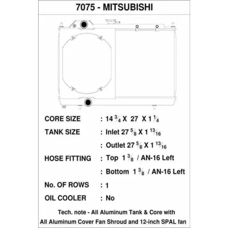 CSF 7075 CSF 01-07 Mitsubishi Evo 7/8/9 Full Size Slim Radiator w/12in Fan & Shroud/-16AN & Slip-On Fittings