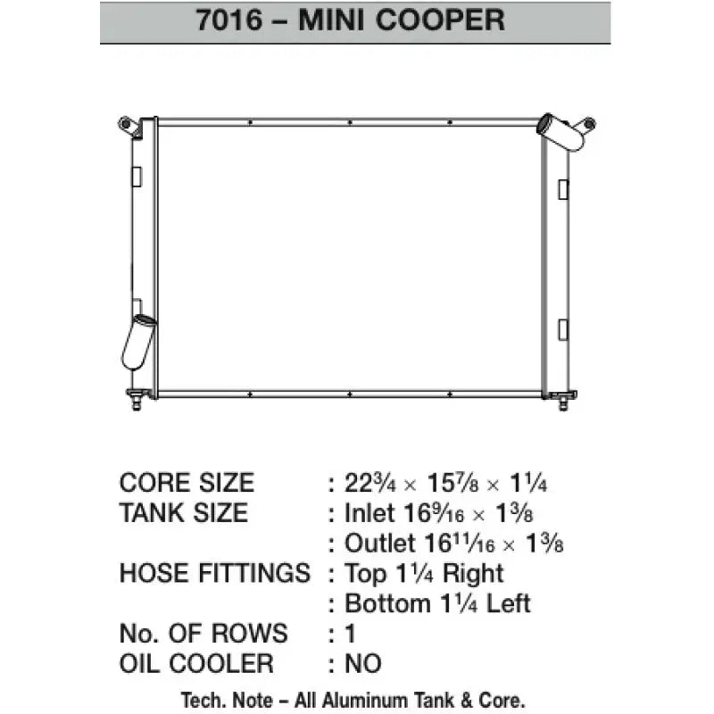 CSF 7016 CSF 02-06 Mini Cooper S Radiator