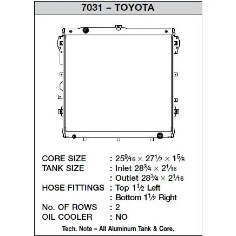 CSF 7031 CSF 07-19 Toyota Tundra 5.7L Radiator