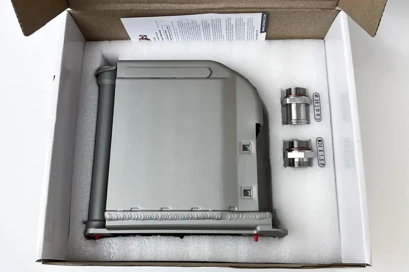 Silver engine oil cooler with widemouth fitting for Porsche 911 Turbo in box