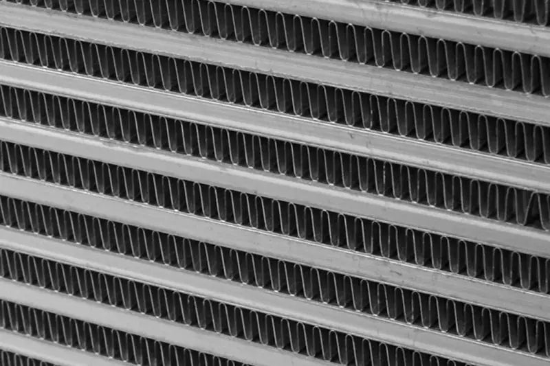 Close-up of CSF High Performance Bar & Plate Intercooler Core fins and tubes