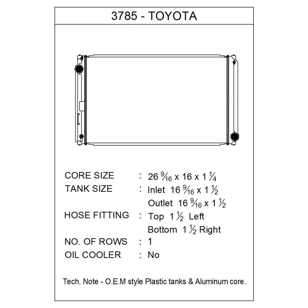 CSF Radiator No Supplier Warranty 3785 - Toyota Rav 16-17 2.5L Cvt Lexus
