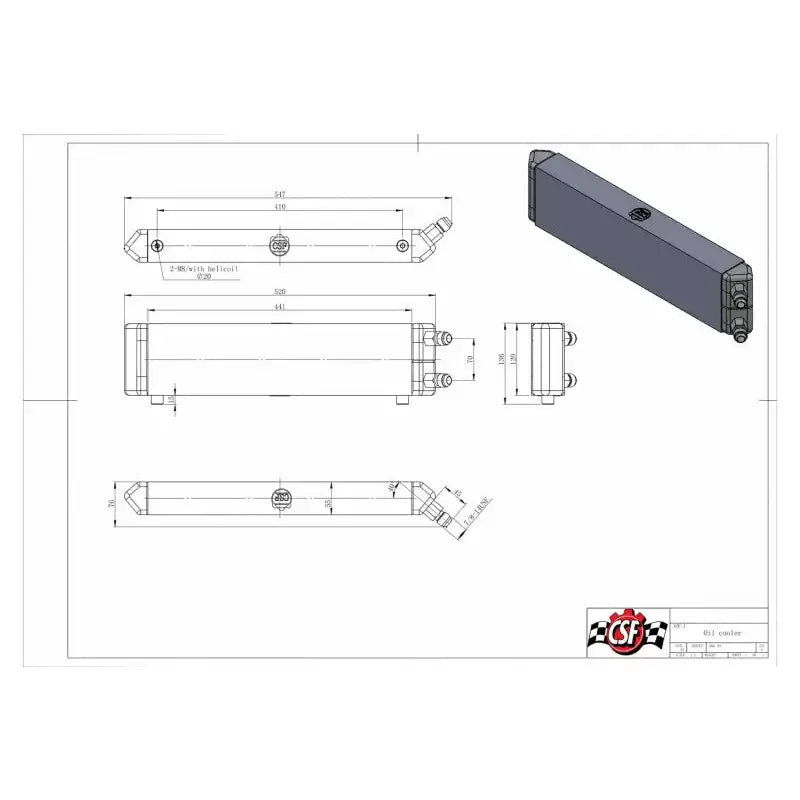 CSF Universal Dual-Pass Internal/External Oil Cooler - 22.0in L x 5.0in H 2.25in W - Truck & Automotive