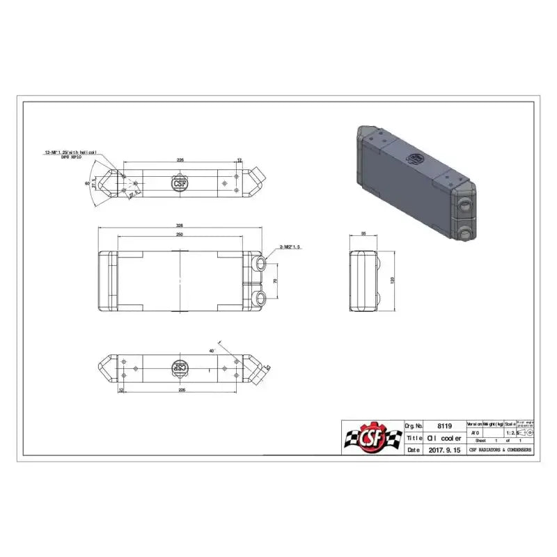 CSF Universal Dual-Pass Oil Cooler - M22 x 1.5 - 13in L 4.75in H 2.16in W - Truck & Automotive