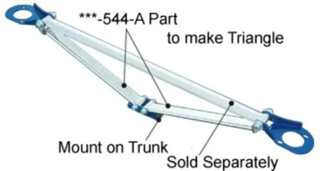 Blue and silver Cusco strut bar for SXE10 IS300 rear strut tower brace