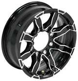 Black and silver trailer wheel with CXF105B Taskmaster Cap for CXF105B Taskmaster