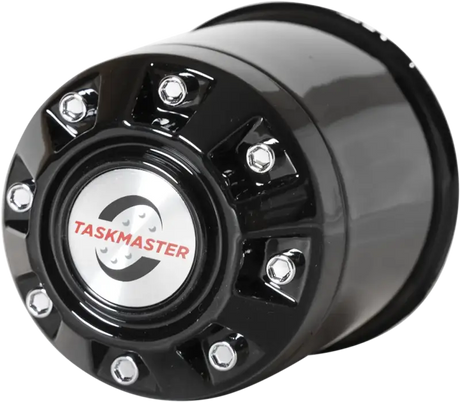 Black wheel cover with silver center for CXF106B Taskmaster Cap sizes 3.19-3.31