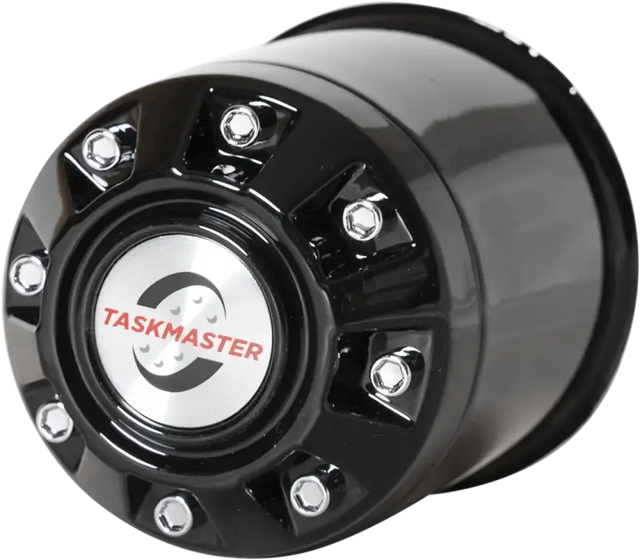 Black wheel cover with silver center for CXF106B Taskmaster Cap sizes 3.19-3.31