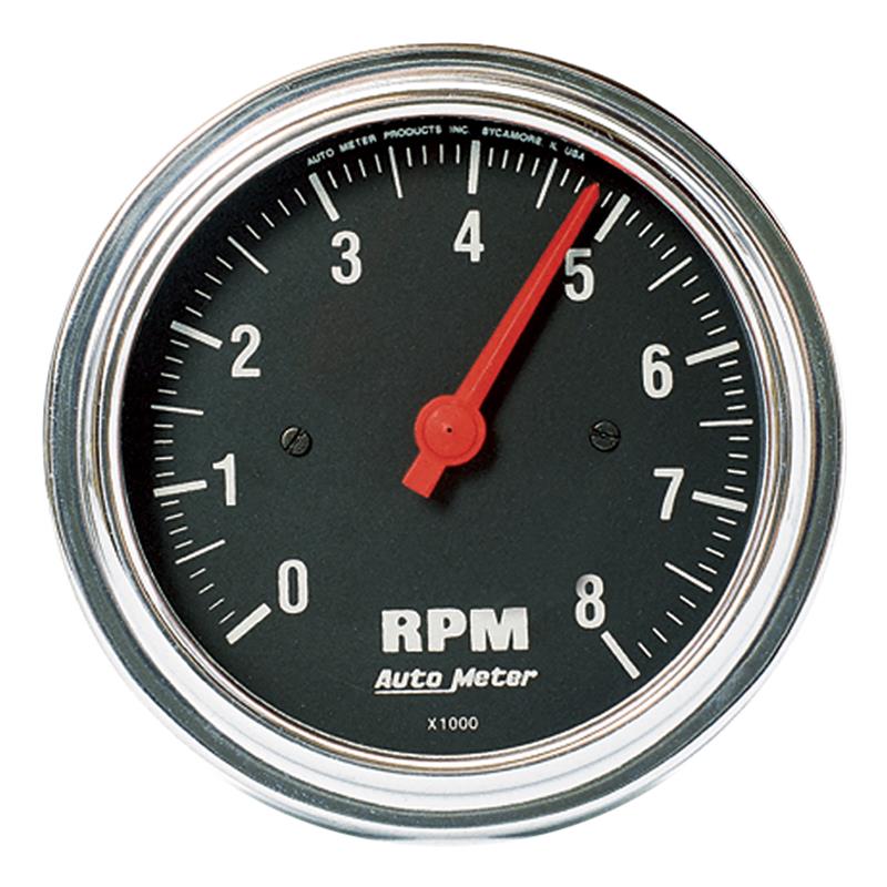 AutoMeter 2499 Autometer Traditional Chrome 3-3/8in 8K RPM In Dash Tachometer