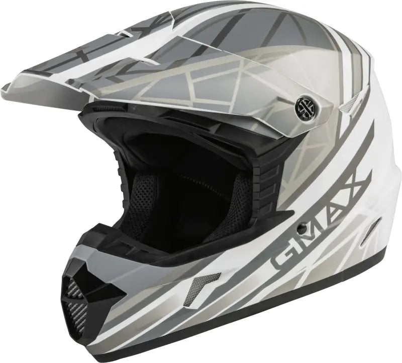 GMAX D3462201 Youth Mx 46y Off Road Mega Helmet Matte White/Silver Ym