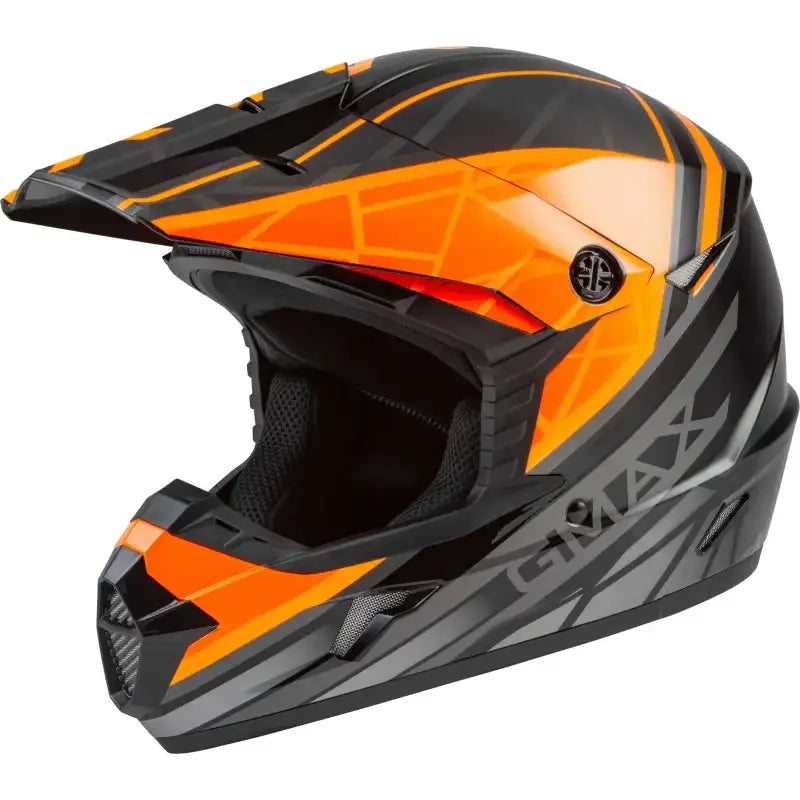 GMAX D3462491 Youth Mx 46y Off Road Mega Helmet Black/Orange/Silver Ym