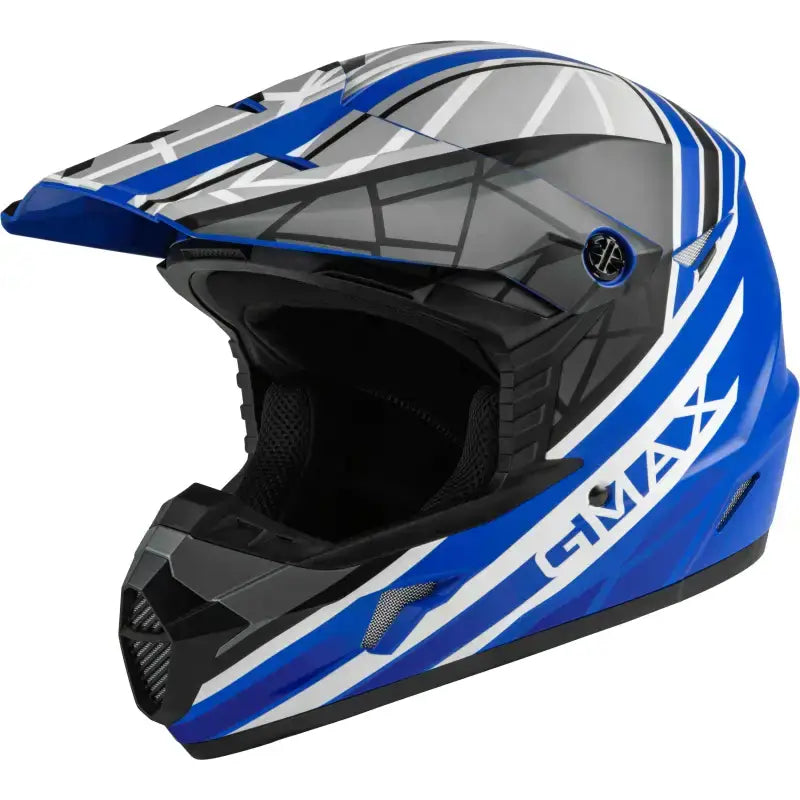 GMAX D3462622 Youth Mx 46y Off Road Mega Helmet Matte Blue/Blk/White Yl