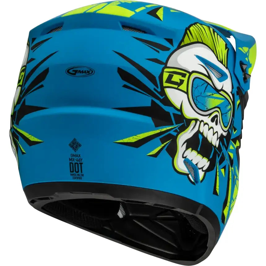 D3465180 Youth Mx 46y Unstable Helmet Matte Blue/Green Ys - MX-46Y