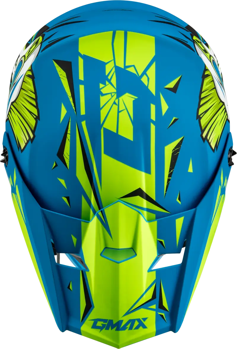 Blue and green youth mx 46y unstable helmet for motocross riding