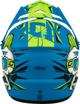 Blue and yellow youth MX 46Y unstable helmet for kids, matte blue/green style
