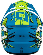 Blue and yellow youth MX 46Y unstable helmet for kids, matte blue/green style