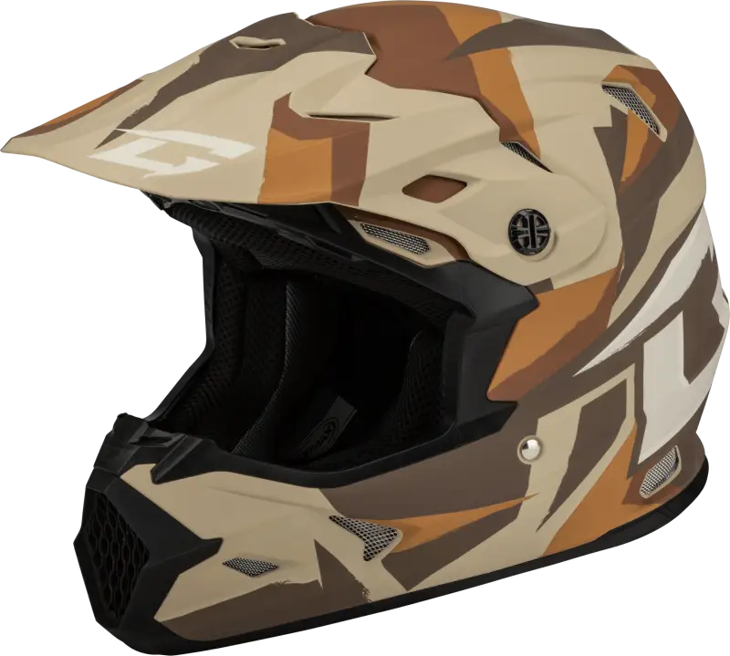 D39611414 Gmax Mx-96 Splinter Helmet Matte Brown/Tan/White Sm - RV and Auto Parts