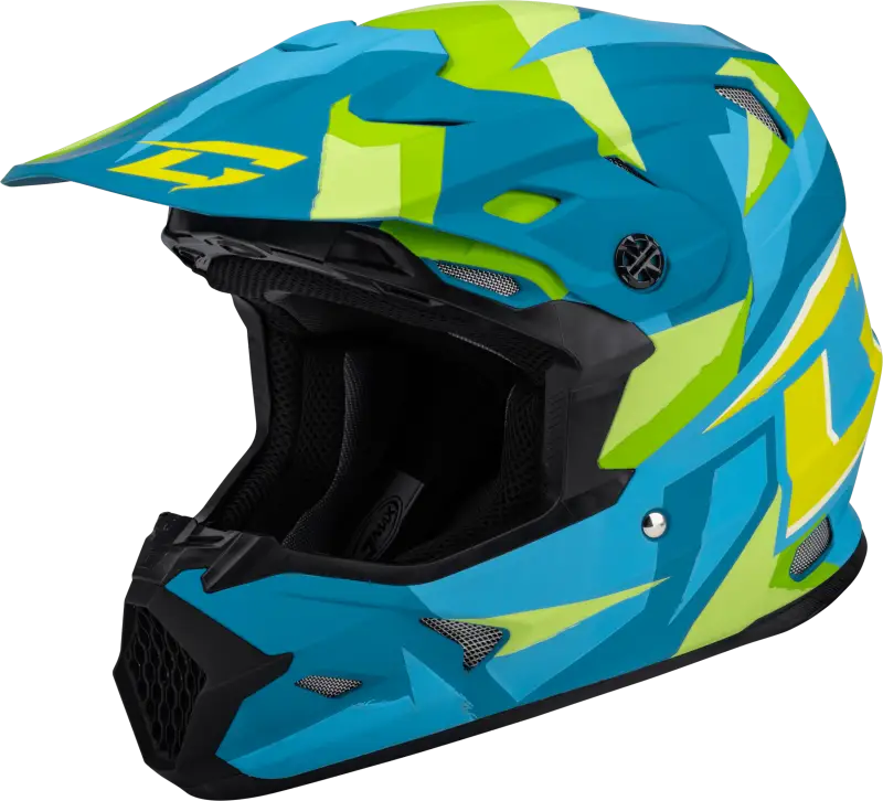 D3961183 Gmax Mx-96 Splinter Helmet Matte Blue/Green Xs - RV and Auto Parts
