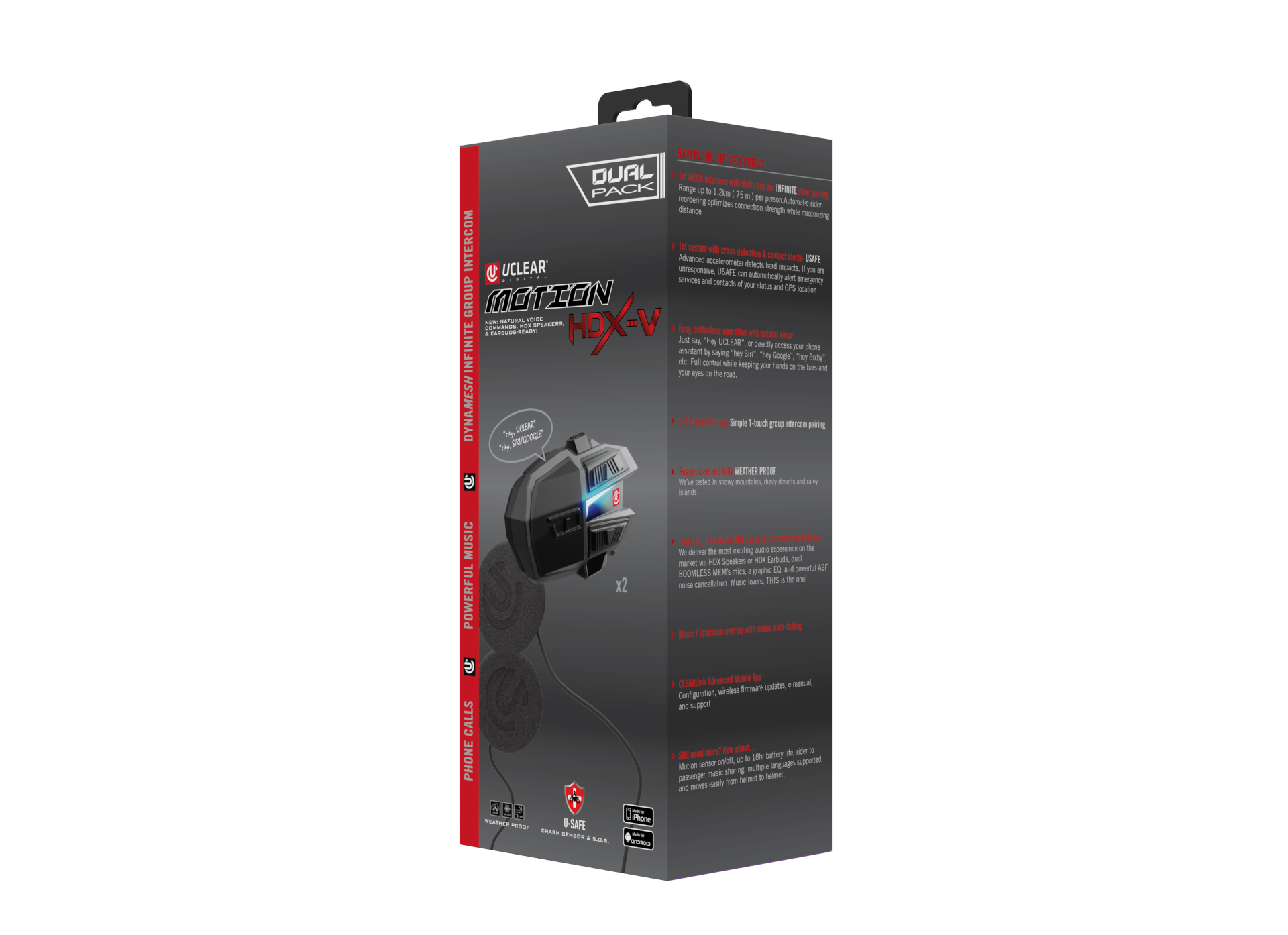 Uclear HDX-V Helmet Audio Kit Audio/Visual/Communication 180513 - Motion HDX-V Dual Dual