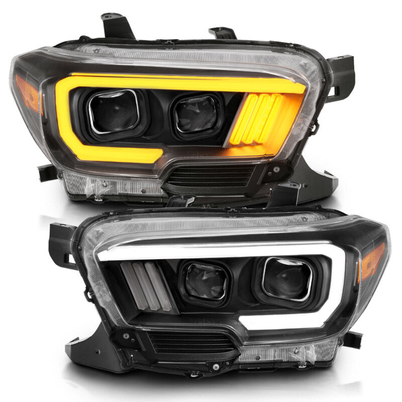 ANZO 111396 ANZO 2016-2017 Toyota Tacoma Projector Headlights w/ Plank Style Switchback Black w/ Amber