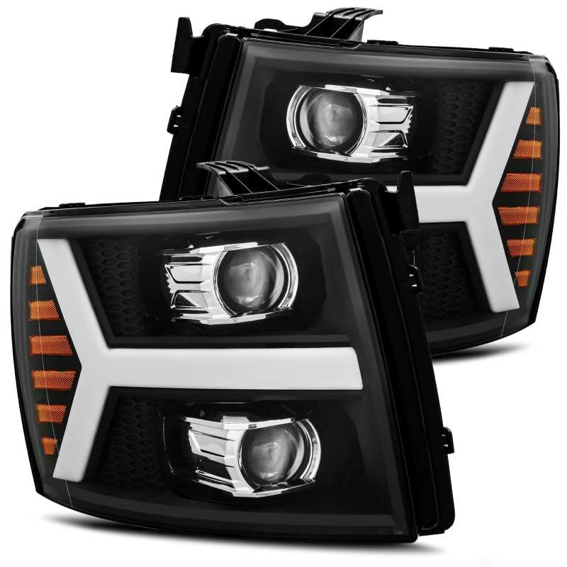 AlphaRex 880205 880205 AlphaRex 07-13 Chevy 1500HD PRO-Series Proj Headlight Plank Style Matte Blk w/Activ Light/Seq Signal