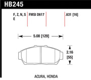 Hawk Performance HB245E.631 Hawk 94-01 Acura Integra (excl Type R) Blue 9012 Race Front Brake Pads