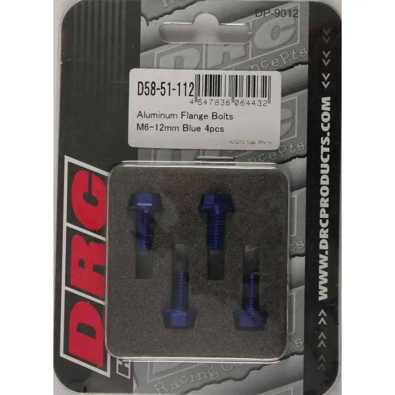 DRC D58-51-112 Aluminum Flange Bolts Blue M6x12mm 4/Pk