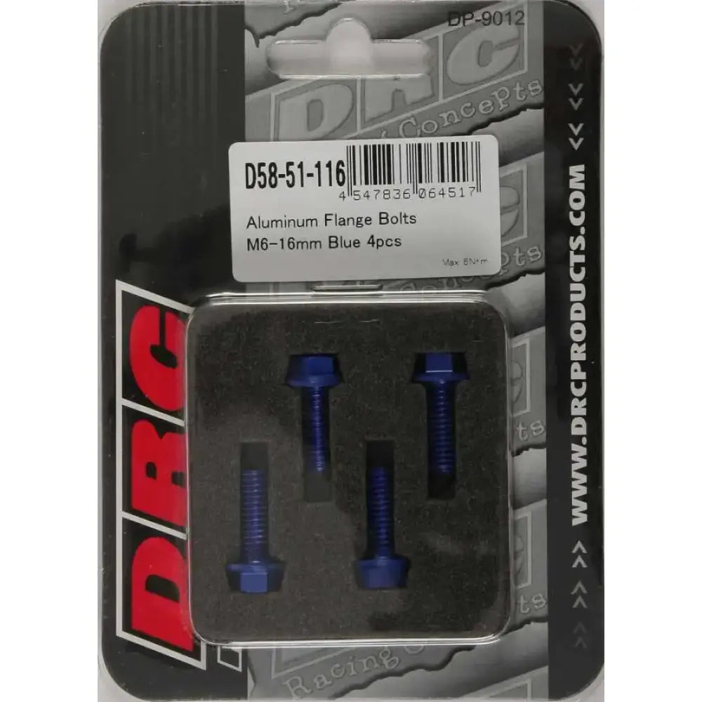 D58-51-116 Aluminum Flange Bolts Blue M6x16mm 4/Pk