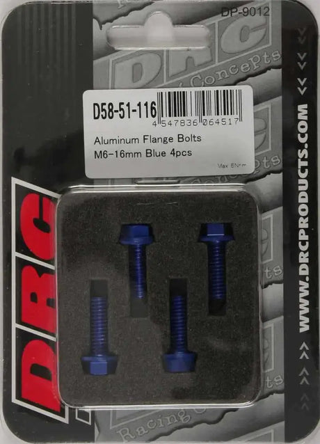 D58-51-116 Aluminum Flange Bolts Blue M6x16mm 4/Pk