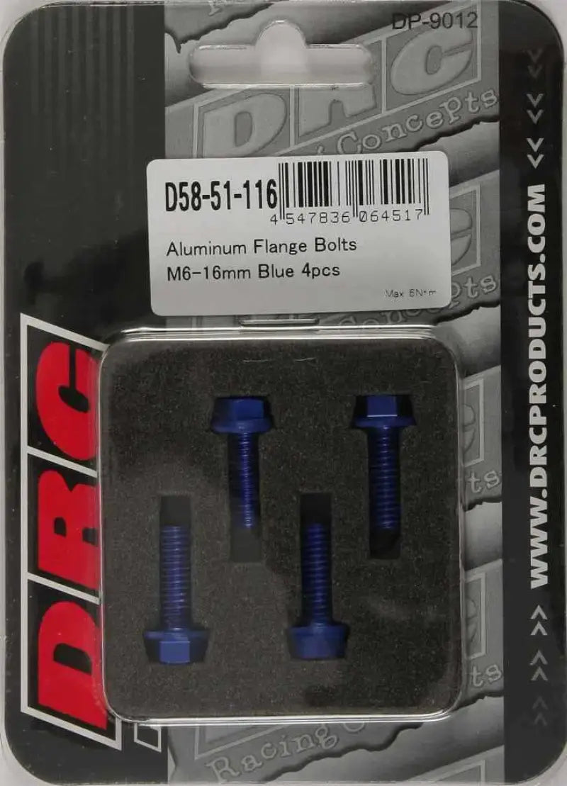 D58-51-116 Aluminum Flange Bolts Blue M6x16mm 4/Pk