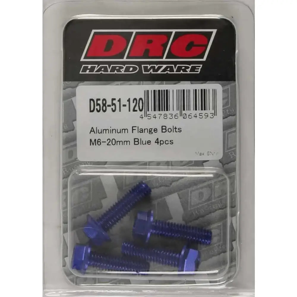 D58-51-120 Aluminum Flange Bolts Blue M6x20mm 4/Pk