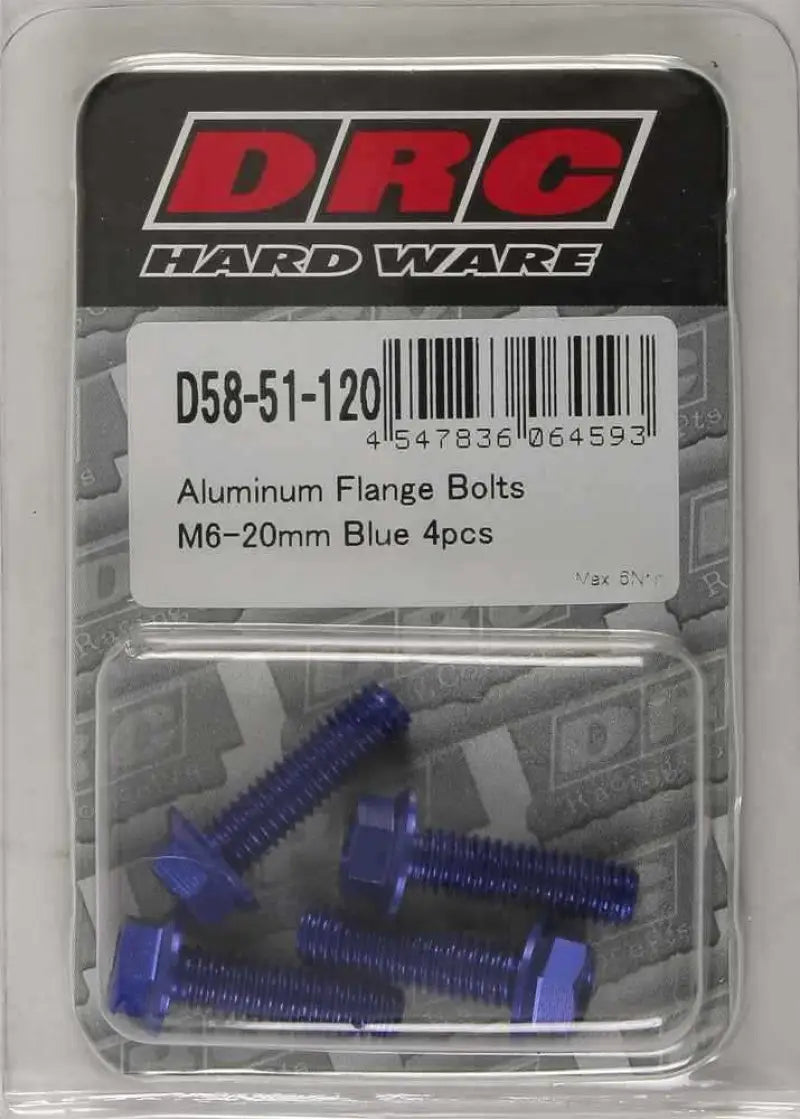 D58-51-120 Aluminum Flange Bolts Blue M6x20mm 4/Pk