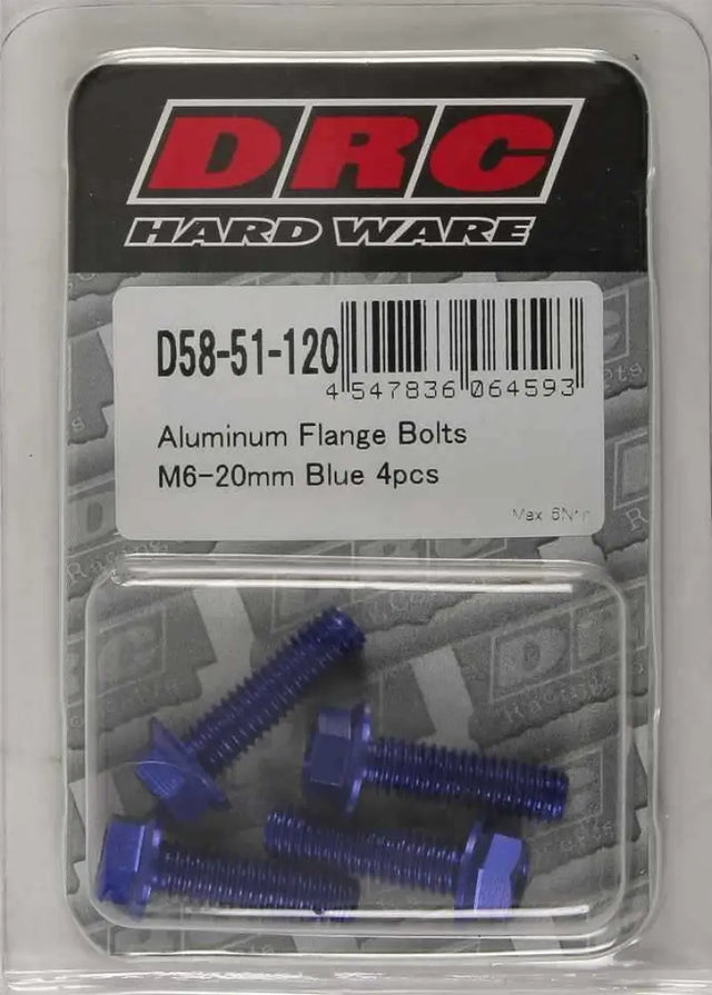 D58-51-120 Aluminum Flange Bolts Blue M6x20mm 4/Pk