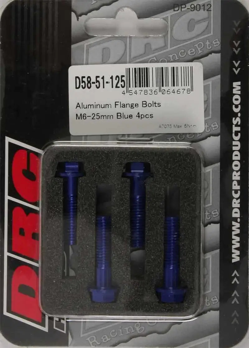 D58-51-125 Aluminum Flange Bolts Blue M6x25mm 4/Pk