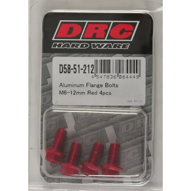 DRC Aluminum Flange Bolts Red M6x12mm 4/Pk for Powersports