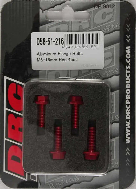 D58-51-216 Aluminum Flange Bolts Red M6x16mm 4/Pk