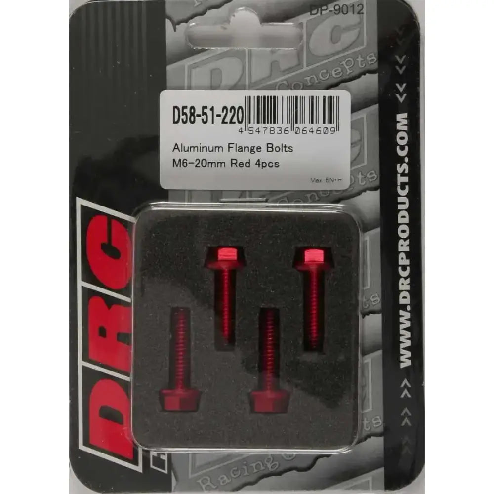D58-51-220 Aluminum Flange Bolts Red M6x20mm 4/Pk