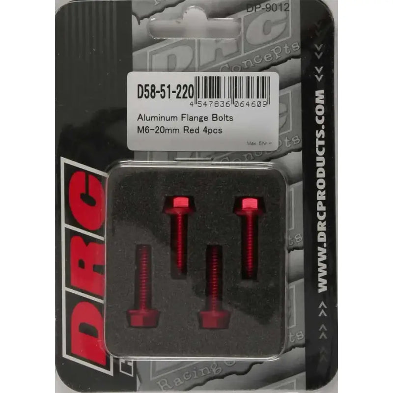 D58-51-220 Aluminum Flange Bolts Red M6x20mm 4/Pk
