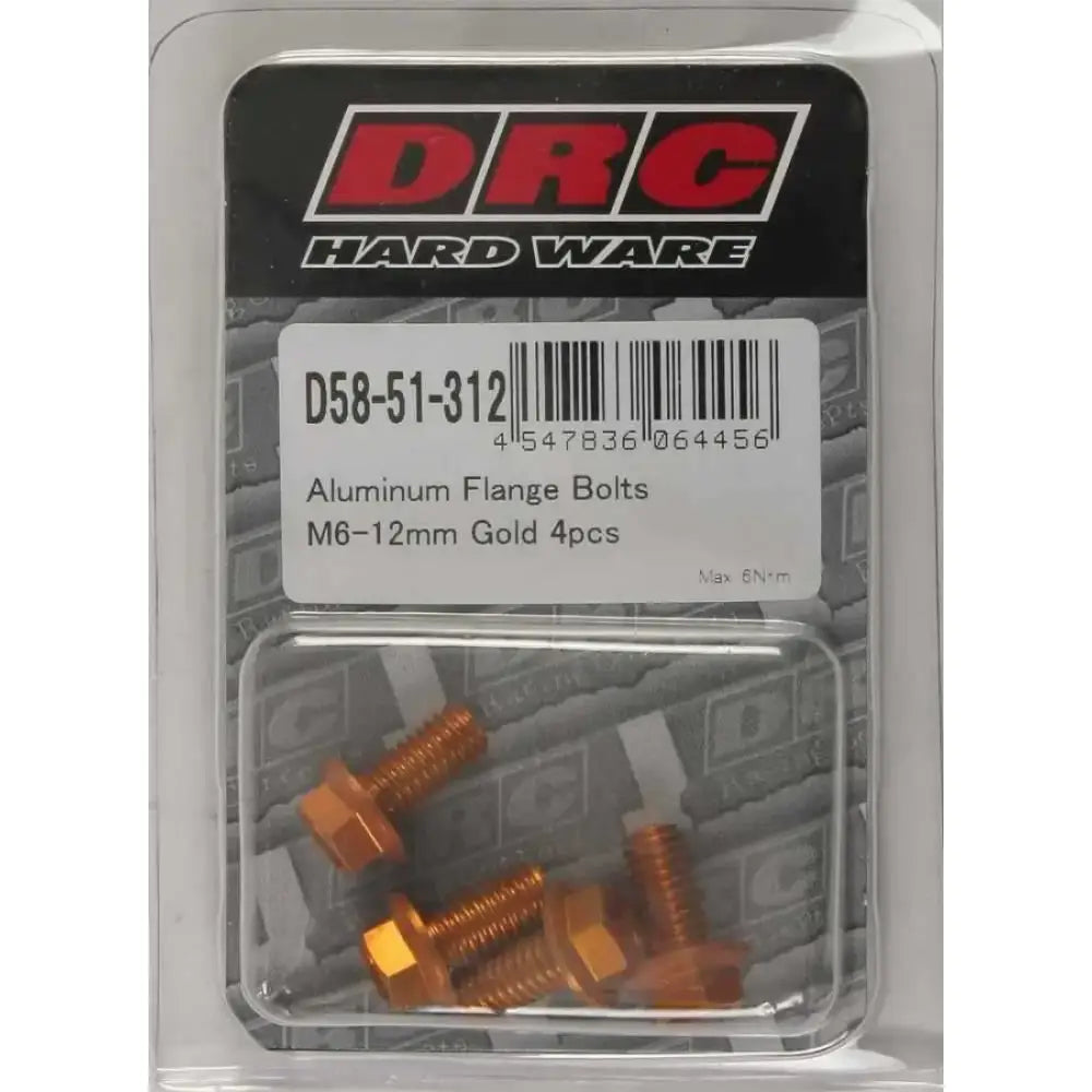D58-51-312 Aluminum Flange Bolts Gold M6x12mm 4/Pk