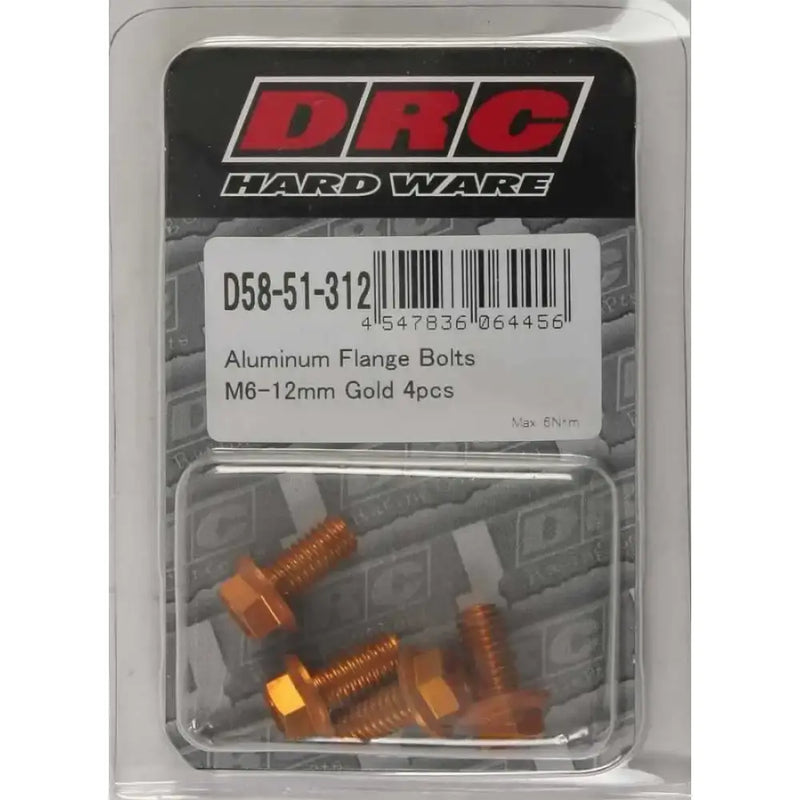 D58-51-312 Aluminum Flange Bolts Gold M6x12mm 4/Pk