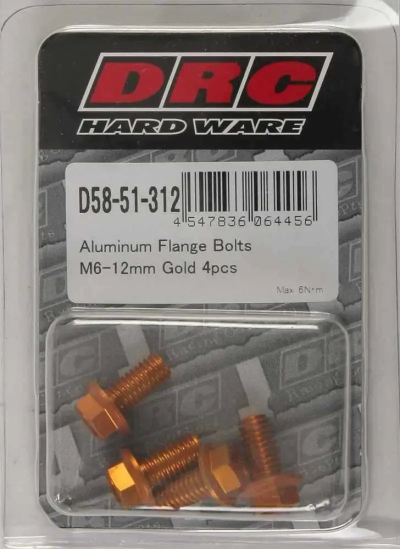 D58-51-312 Aluminum Flange Bolts Gold M6x12mm 4/Pk