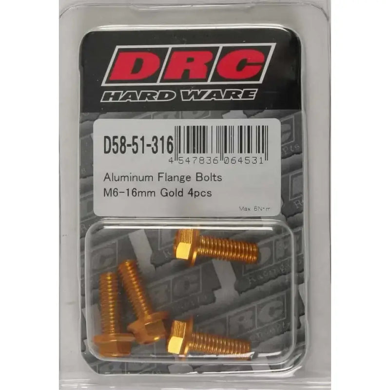 D58-51-316 Aluminum Flange Bolts Gold M6x16mm 4/Pk